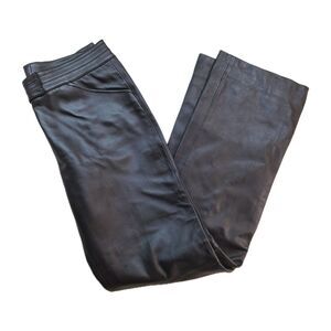 Etcetera Chocolate Brown 100% Leather Pants Sz 4 Bootcut Lined Womens Pockets